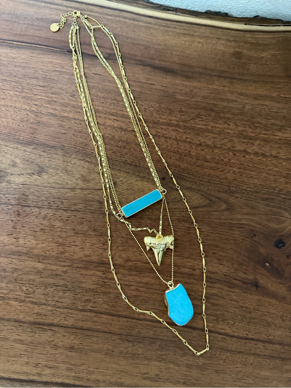 Victoria Emerson Gold Layered Necklace with Turquoise Accents